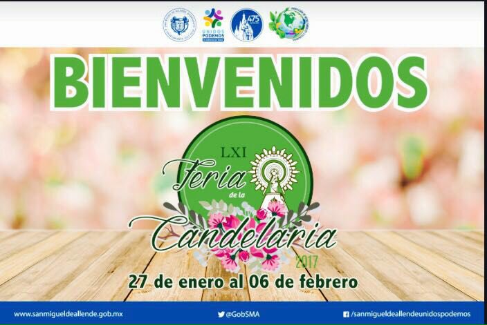 turismo_sma's tweet photo. Hoy inicia la "LXI FERIA DE LA CANDELARIA 2017"en #SanMigueldeAllende,del 27 de Ene al 6 de Feb en el Parque Benito Juárez #UnViajeAlCorazón https://t.co/7pky8khsnw