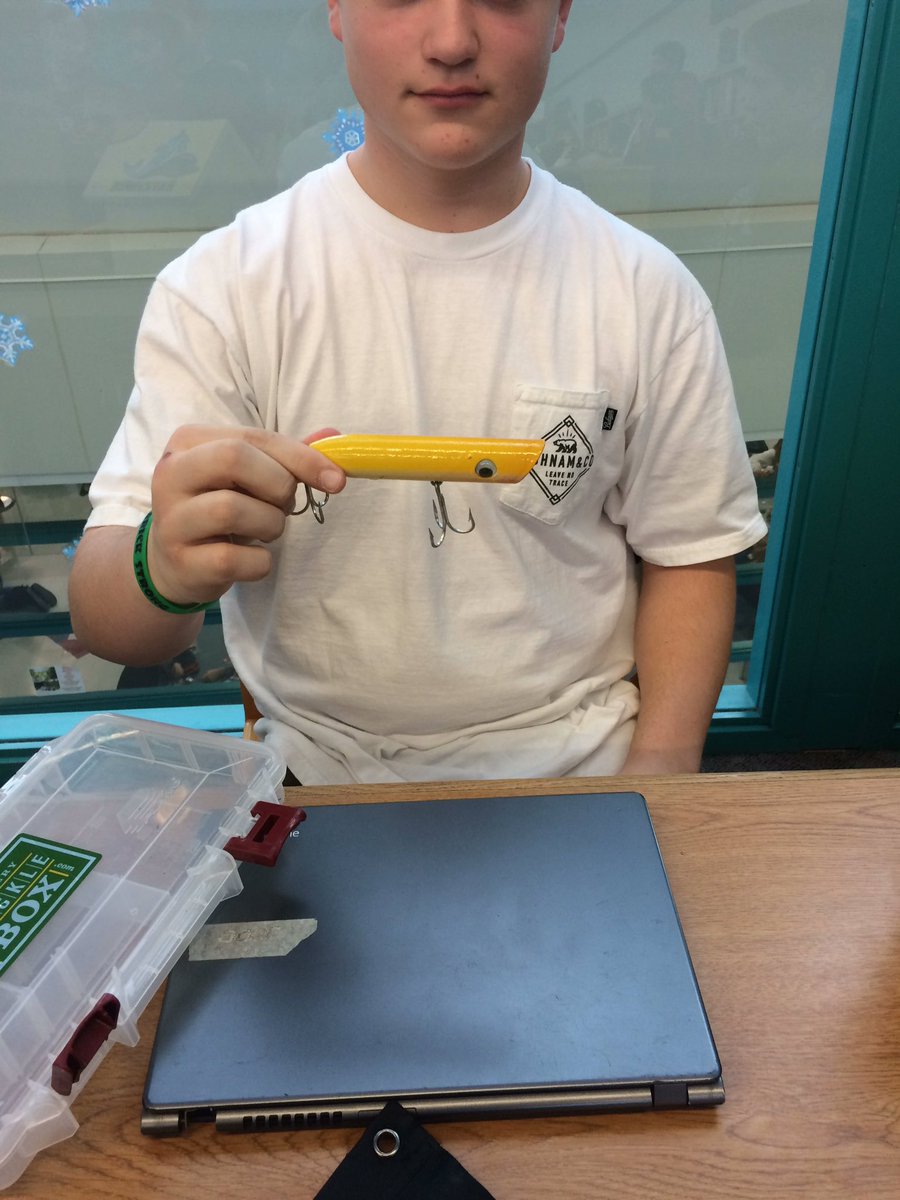 DrRequa's tweet photo. S reseached how to make a salt water fishing lure and created it from wood! #geniushour @BayshoreMiddle https://t.co/B8LlLlXrxr