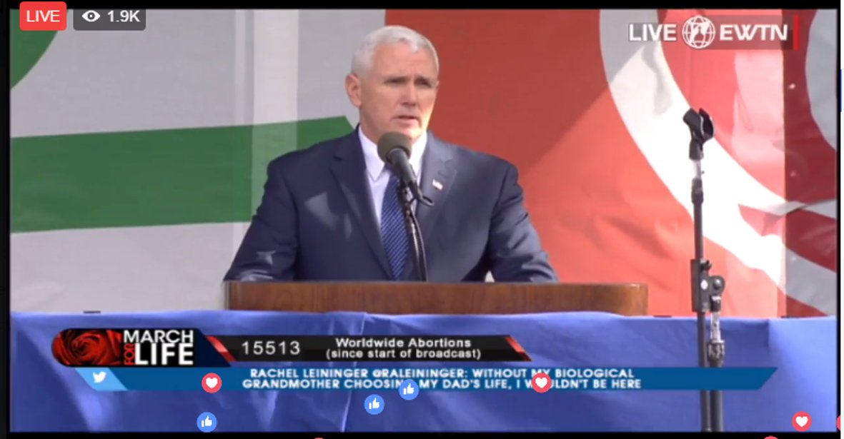 EWTN's tweet photo. "We must continue to be a movement that shows respect for the dignity and worth of every human person." #MikePence #marchforlife #EWTN https://t.co/AJZsXlsJdW