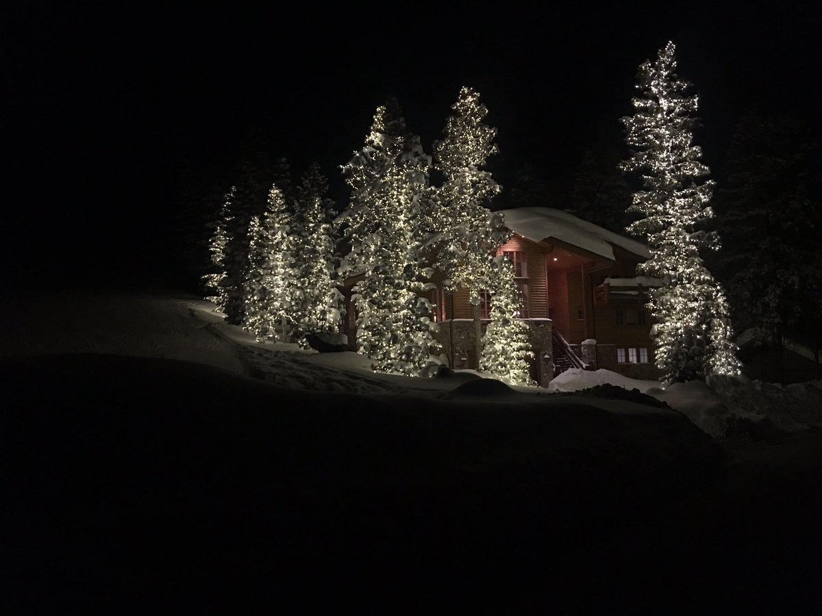 Jesse's tweet photo. This house was next to the event I was at at #sundance last night. Those trees are 50 feet tall likely and completely full of lights! https://t.co/3TWBl71ce2