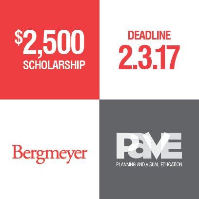 Bergmeyer's tweet photo. One week left to submit your application for the Bergmeyer Scholarship! Visit the @PAVEorg website for more info: https://t.co/PATuoYdB4o https://t.co/VGIHwzDEkl