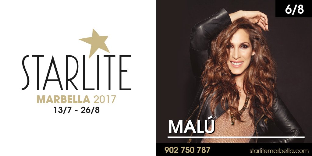 También contaremos con la incomparable <a href="/_MaluOficial_/">Malú</a>. Regresará el 6 de agosto a #Starlite! Compra ya las entradas! bit.ly/2jmB5oc