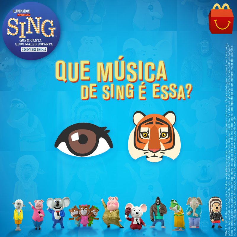 McDonalds_BR's tweet photo. Quem será o primeiro a adivinhar a música da banda Survivor que toca em #SingFilme? Aproveite com o #McLancheFeliz! https://t.co/hGrJFlOjq4 https://t.co/EdUN6v742H