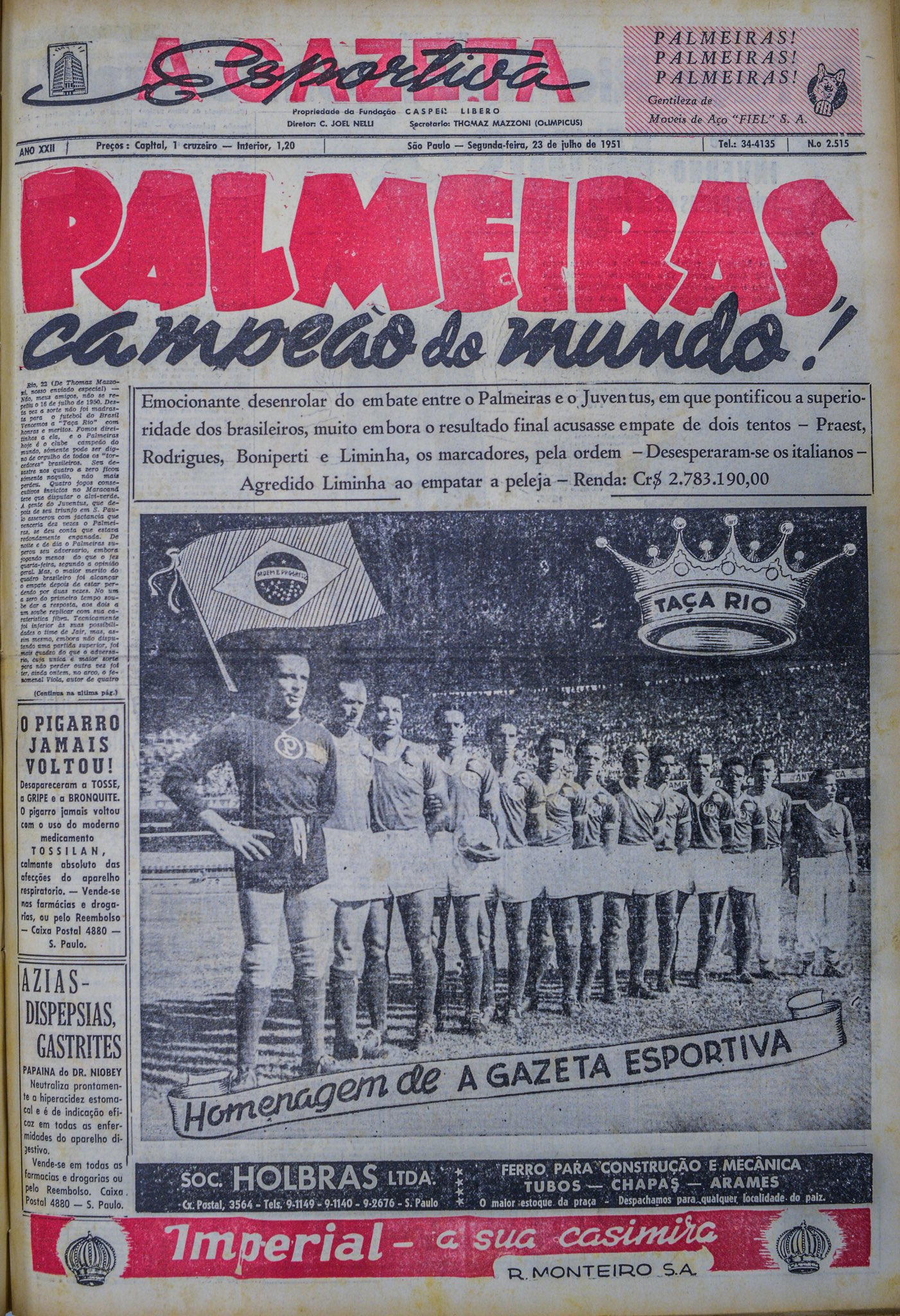 ⓟalmeirenses_ on Twitter: "PALMEIRAS CAMPEÃO MUNDIAL 1951 🏆 Não preciso
