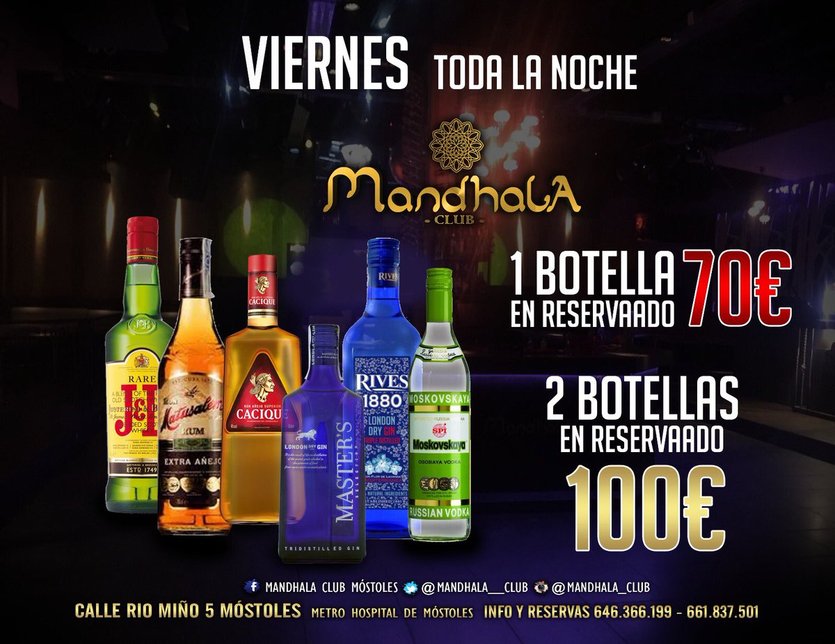 Mandhala__Club's tweet photo. #PROMO para los #Viernes de Mandhaleo. No hay excusas para que disfrutes de tu reservado con nosotros. Sólo marcas adheridas. https://t.co/BheBUVekF5