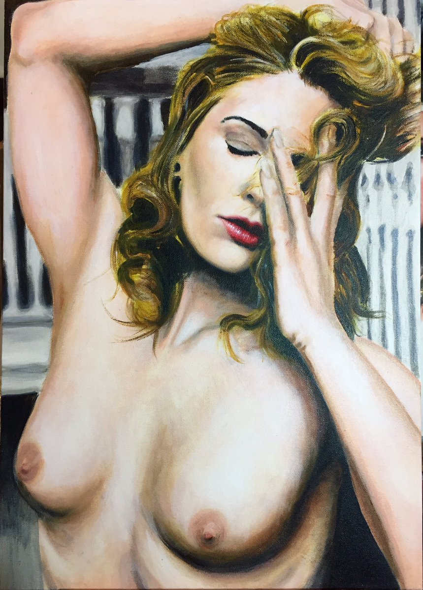 bobbyfetta's tweet image. A painting I did of @ArtemisFauna #art #acrylic #painting #portrait #girl #hair
