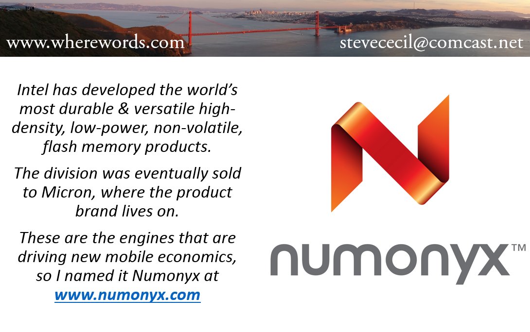 WhereWords's tweet image. Yes, I named it! #numonyx #intel #micron #mobile #flashmemory #semiconductor #IoT #trademarks #identity #naming #branding #VerbalBranding
