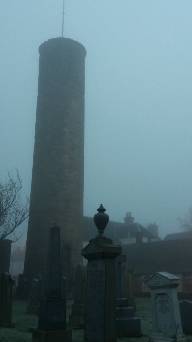JoannRussellArc's tweet photo. A misty and atmospheric Abernethy Tower. Not much of a view from the top today. One of the round towers @HistEnvScot look after. https://t.co/jkk1l3mlQG