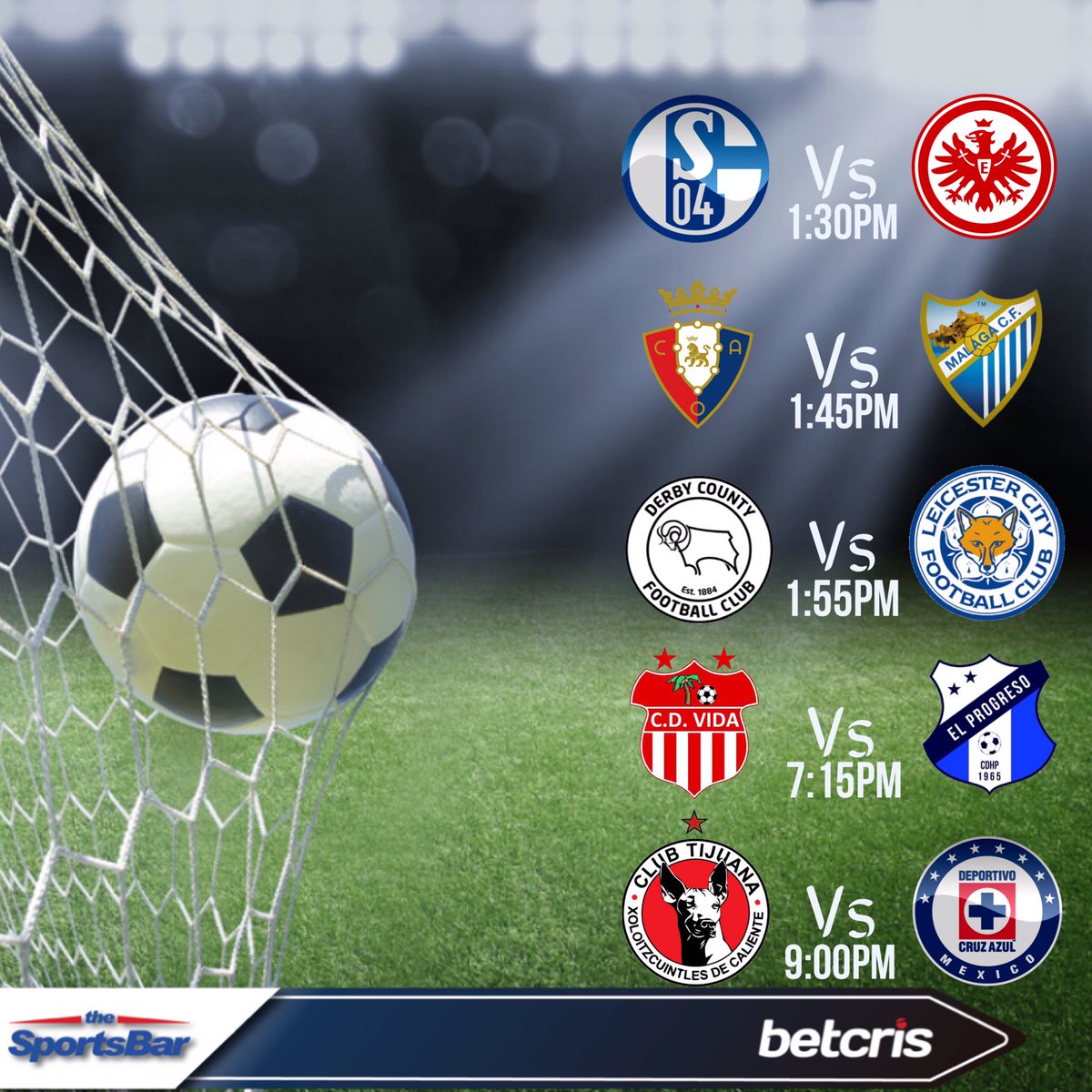 TheSportsBarHn's tweet photo. ⚽️¡Fútbol, Fútbol, Fútbol! De todas las Ligas, de todos los países y continentes reunidos y en vivo sólo en #TheSportsBar!⚽️@BetCRISHonduras https://t.co/8l2UfJZMBf