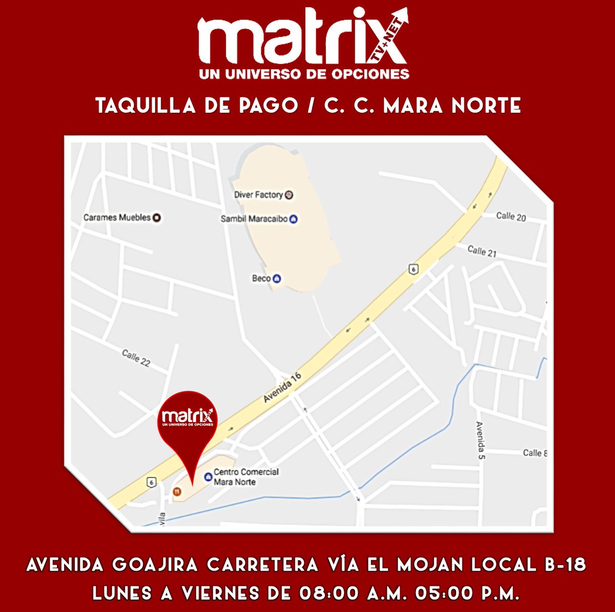 MatrixTvNet's tweet photo. Realiza el pago de tu servicio a través de nuestras Oficinas de pago.

https://t.co/D3EmT1wlW2

0800-6287498

¡Un universo de opciones! https://t.co/vUYlyoIvN7