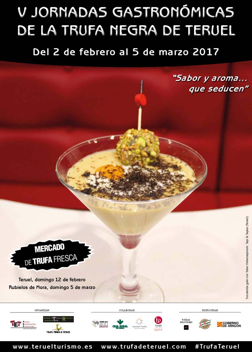 Os presentamos el Cartel Jornadas Gastronómicas de la Trufa Negra de Teruel 2017. El próximo jueves 2 de febrero arrancamos. #TrufaTeruel