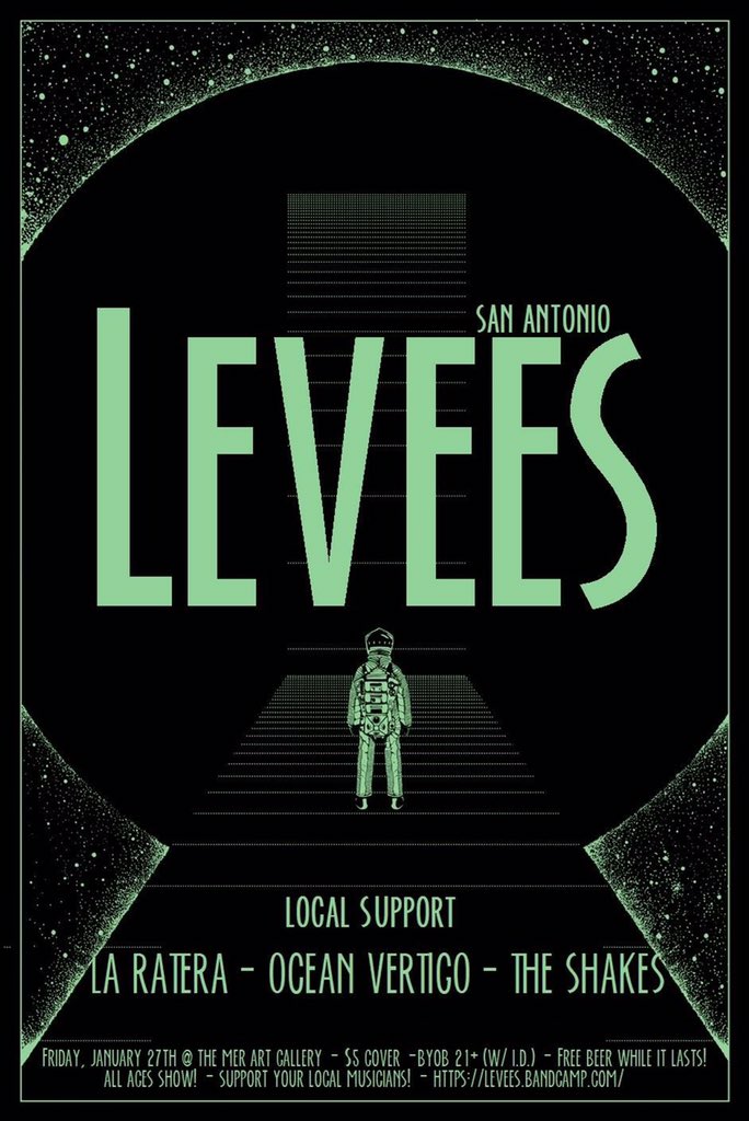 TONIGHT! If you're downtown for Art Night come Catch  Levees (SATX) w <a href="/OceanVertigo/">Ocean Vertigo</a> <a href="/theshakes_band/">The Shakes</a> $5 BYOB first band 9:30!