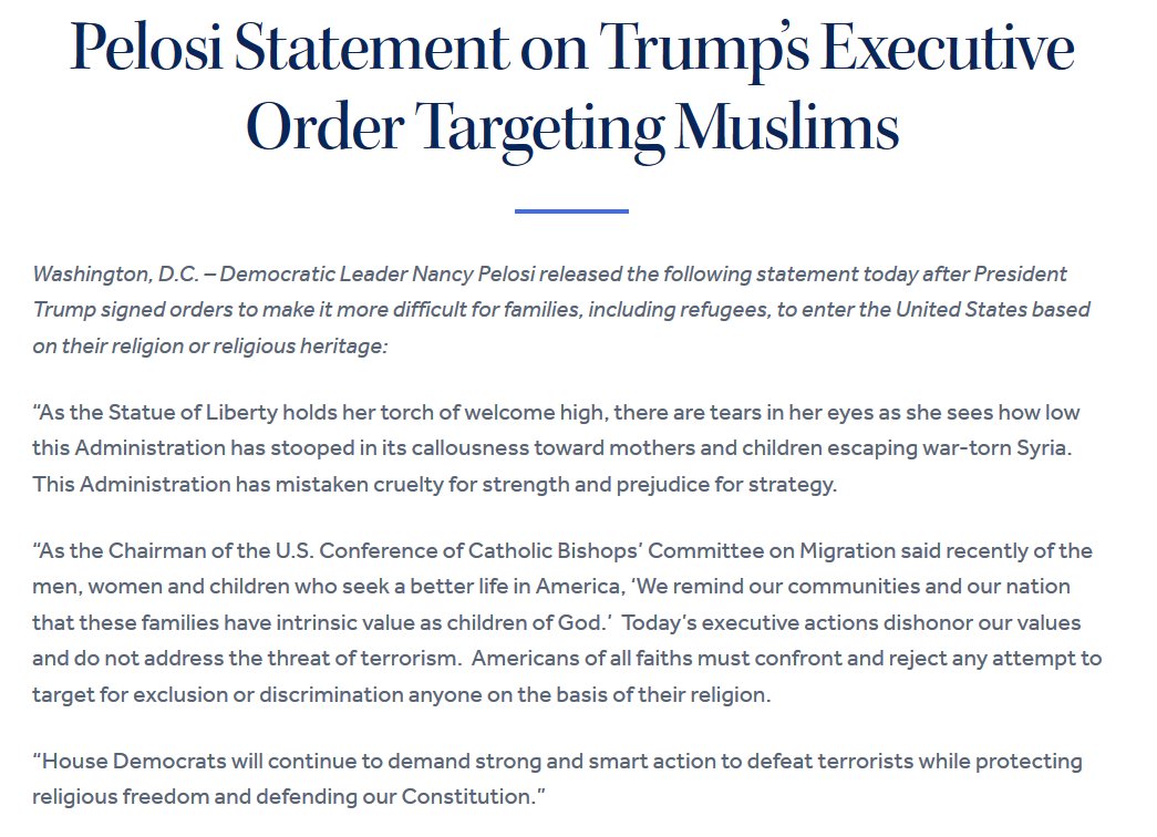 This Administration has mistaken cruelty for strength &amp; prejudice for strategy. This is not who we are as a country. goo.gl/D1uDf4