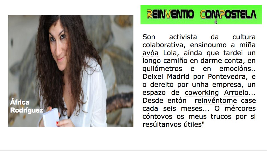 Queres coñecer outra #mullerReinventio?
<a href="/garciafri/">África Rodríguez</a> . A conciencia social levada á acción #elaFaiqueAsCousasPasen