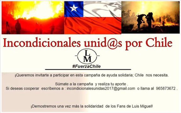 luismimania1's tweet photo. Apoyar #IncondicionalesConChile #FuerzaChile #Ayudemos #ChileAyudaAChile #Chile https://t.co/oZvIuYHUk4