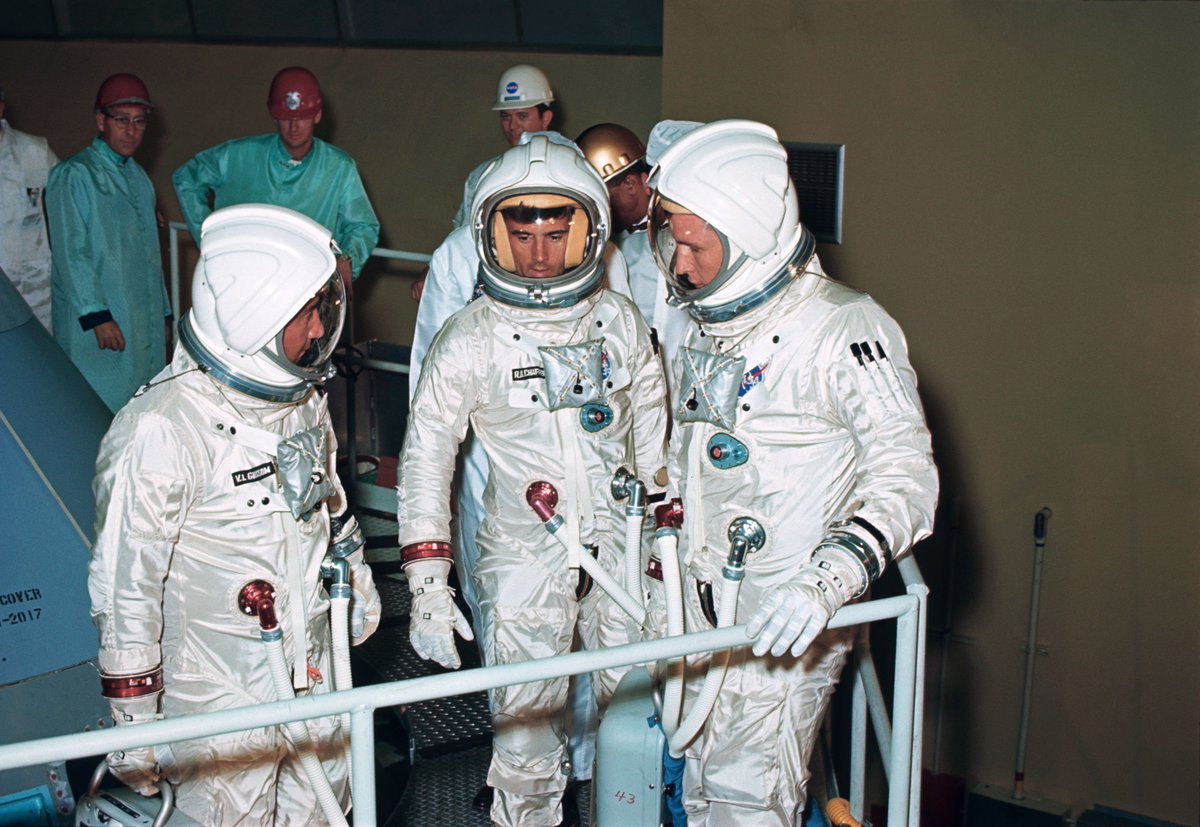 Another shot of the #Apollo1 crew training. Today marks 50 years since the fire that claimed their lives.