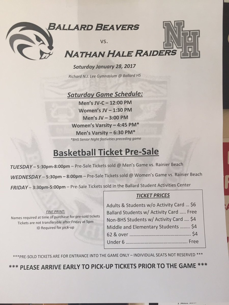 If your interested in attending the Basketball game Saturday...