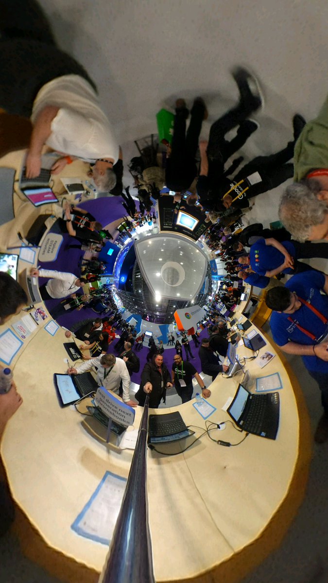 andreuibanez's tweet photo. It's a #chromebook world #littleplanet at @GoogleForEdu stand in #Bett2017 #devfestedu all new CCs with Pen, USB C, world facing camera https://t.co/WFISR1hqCM
