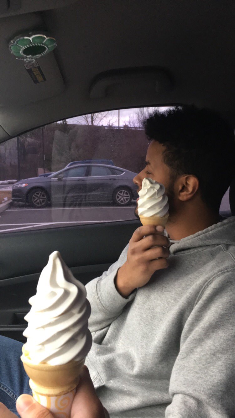 Didn\t get a cake so I got us cones. Happy birthday to my best friend aka The Weeknd   