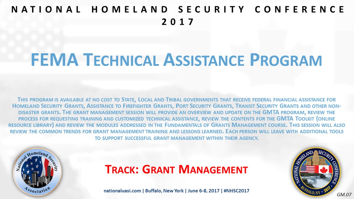 NationalUASI's tweet photo. At #NHSC2017 - FEMA Grants Technical Assistance Program #NHSCGrants https://t.co/EY2ONY79F6
