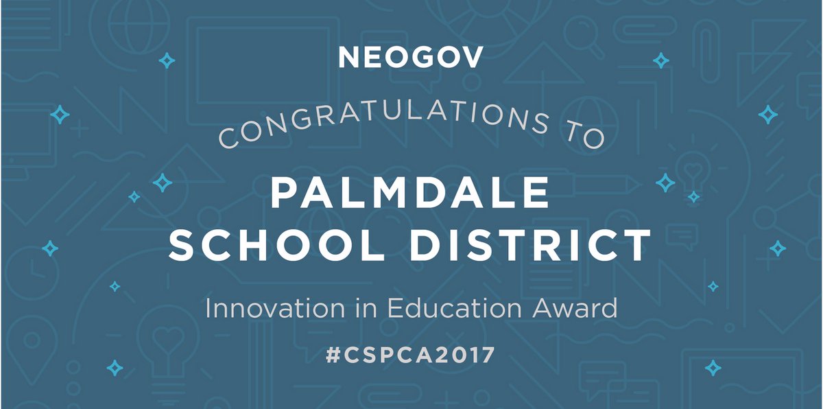 NEOGOV's tweet photo. Congratulations to Palmdale School District on their dedication to Innovation in Education Award. #CSPCA2017 https://t.co/4wXSgRzpbD