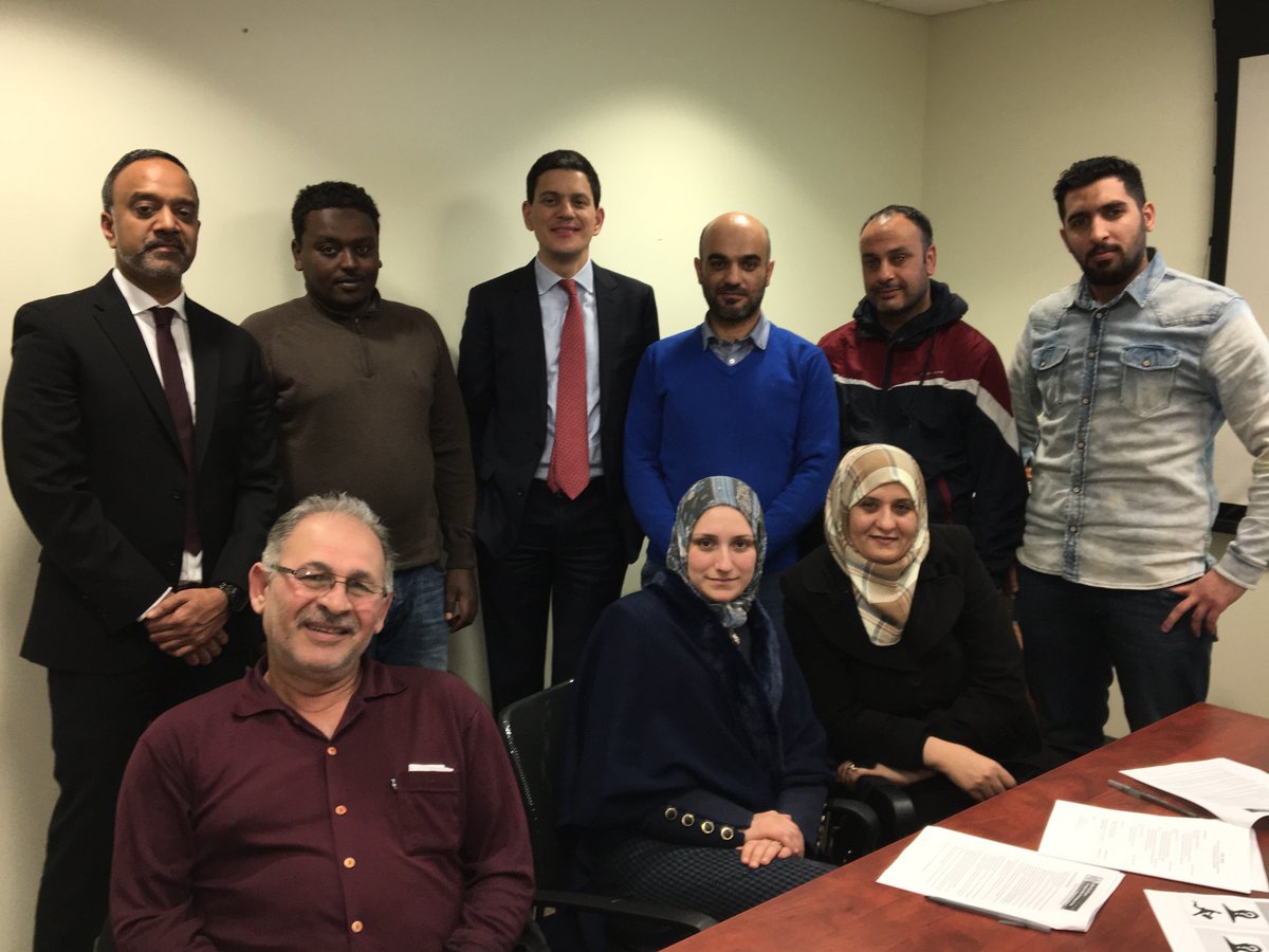 DMiliband's tweet image. Refugees taking a financial literacy class @theIRC. They arrived 1 week ago from Syria, Iraq, Ethiopia &amp;amp; are grateful for American freedom