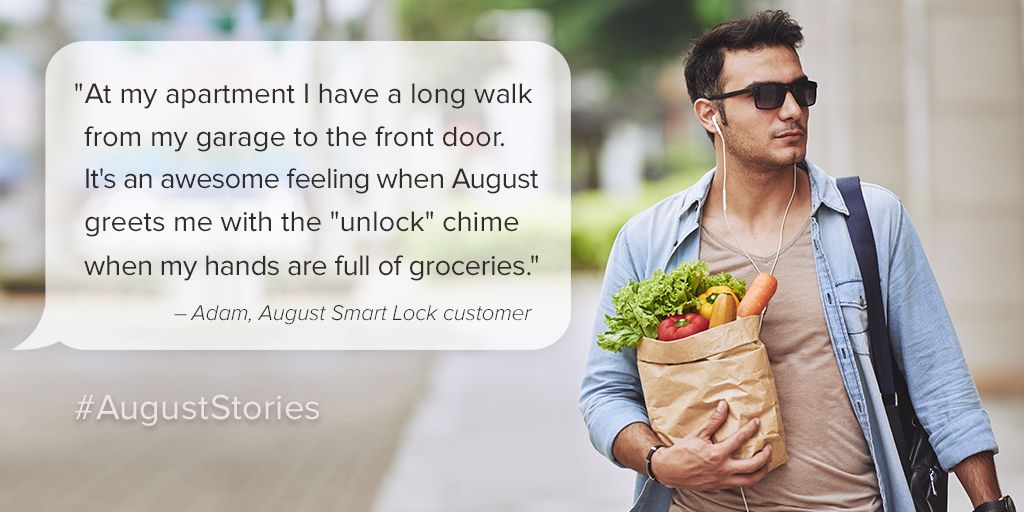 AugustHomeInc's tweet photo. No more fumbling for keys when your hands are full. #AutoUnlock #AugustStories https://t.co/DvZjNDRjPH