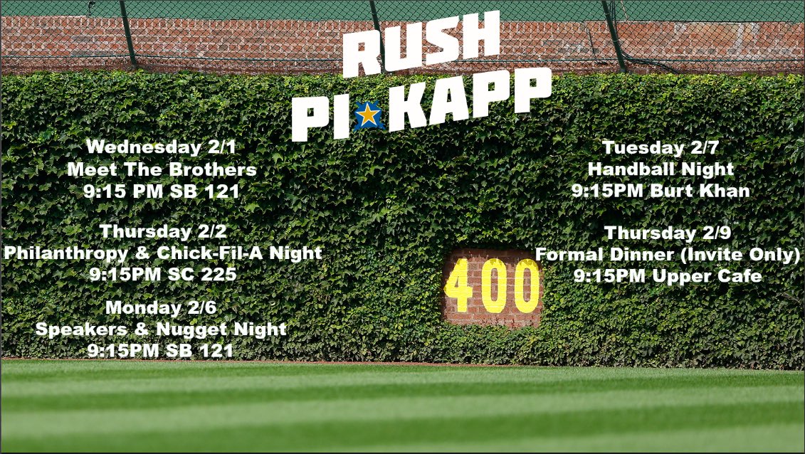 Rush is back! Make sure to stop by if you're considering going Greek, we encourage all.