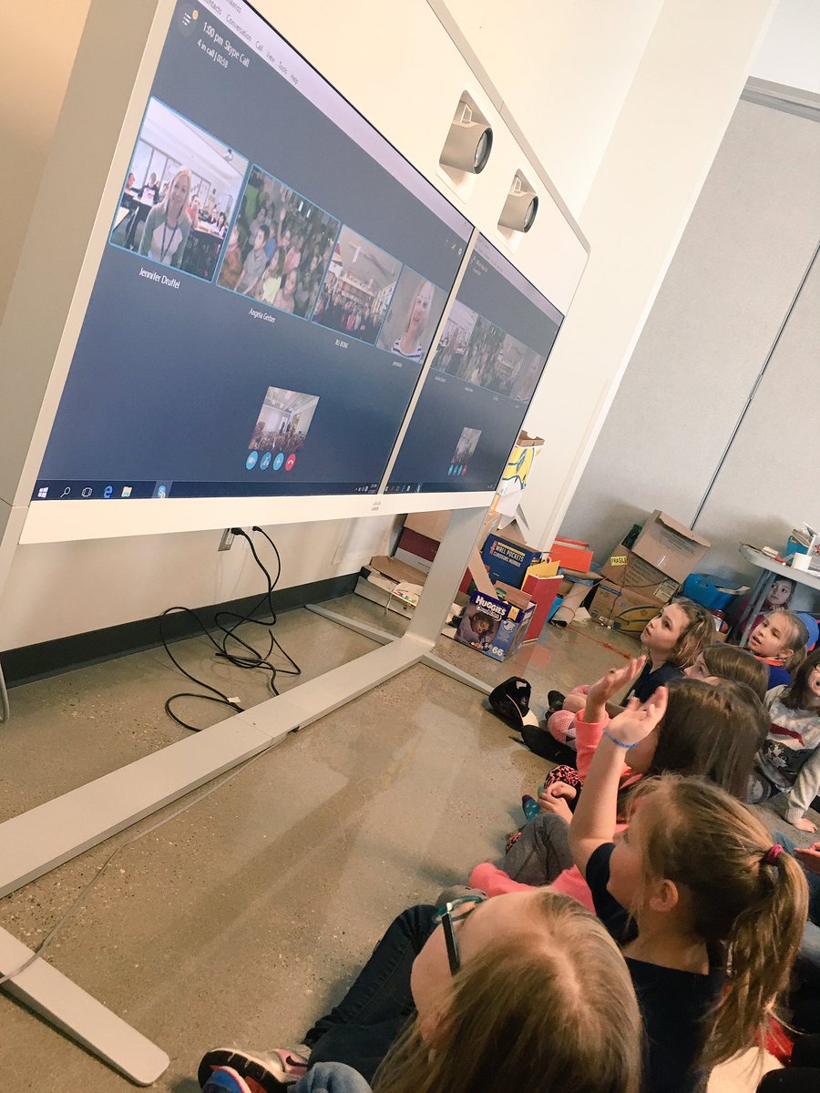 ArissClass's tweet photo. We are skyping with @jenniholm and schools from Oklahoma, California and Washington! We are in Alberta! #prescottpsd70 #TeachGraphixWeek https://t.co/rYNJTzxgWs