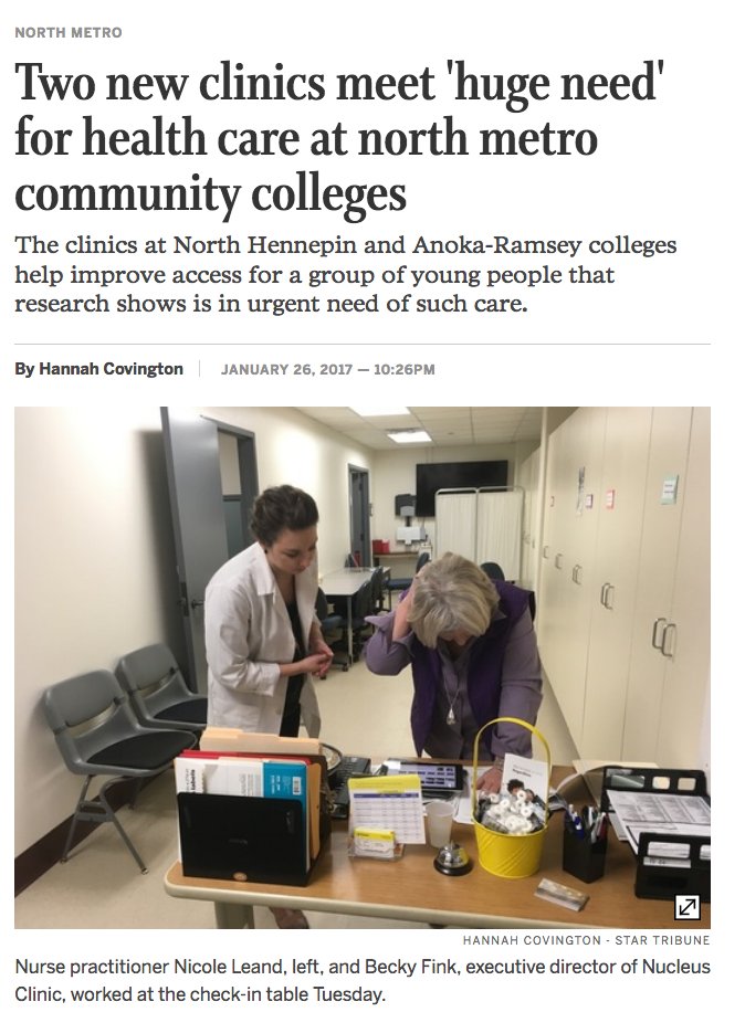 dctc's tweet image. @HennepinTech and @AnokaRamseyCC - looking out for students' health. 👍 #MNState @mnscu @StarTribune strib.mn/2jeombD