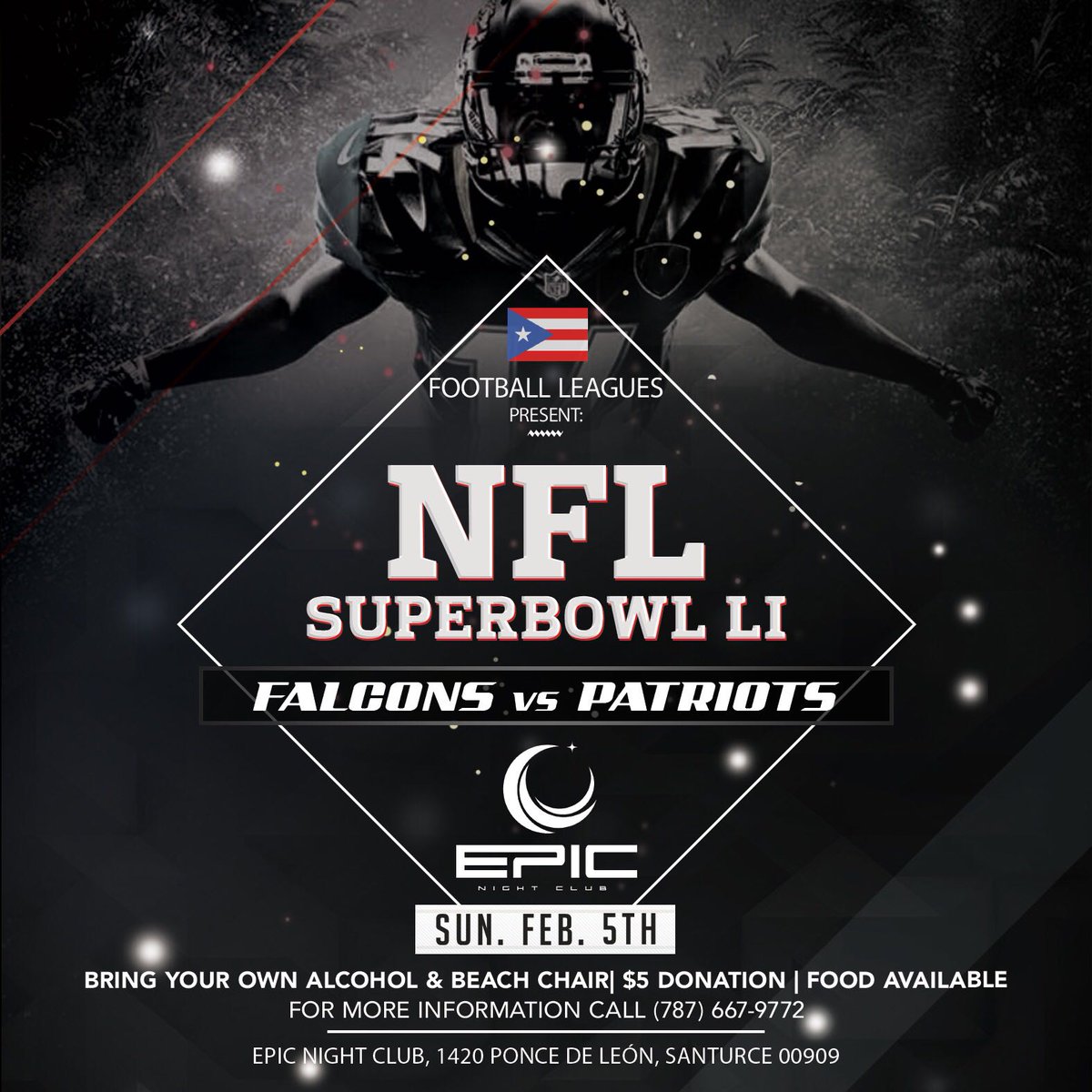 PRHSFL's tweet image. 2017 Super Bowl Viewing Party!
Sunday, February 5
at Epic Night Club
For more Info Call 787-667-9772.
PRHSFL.com