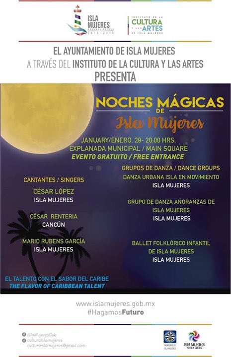 IslaMujeresGob's tweet photo. Asiste con toda tu familia este domingo a una edición más de las #NochesMágicas. ¡No faltes! https://t.co/Z3ZXCbvIlv