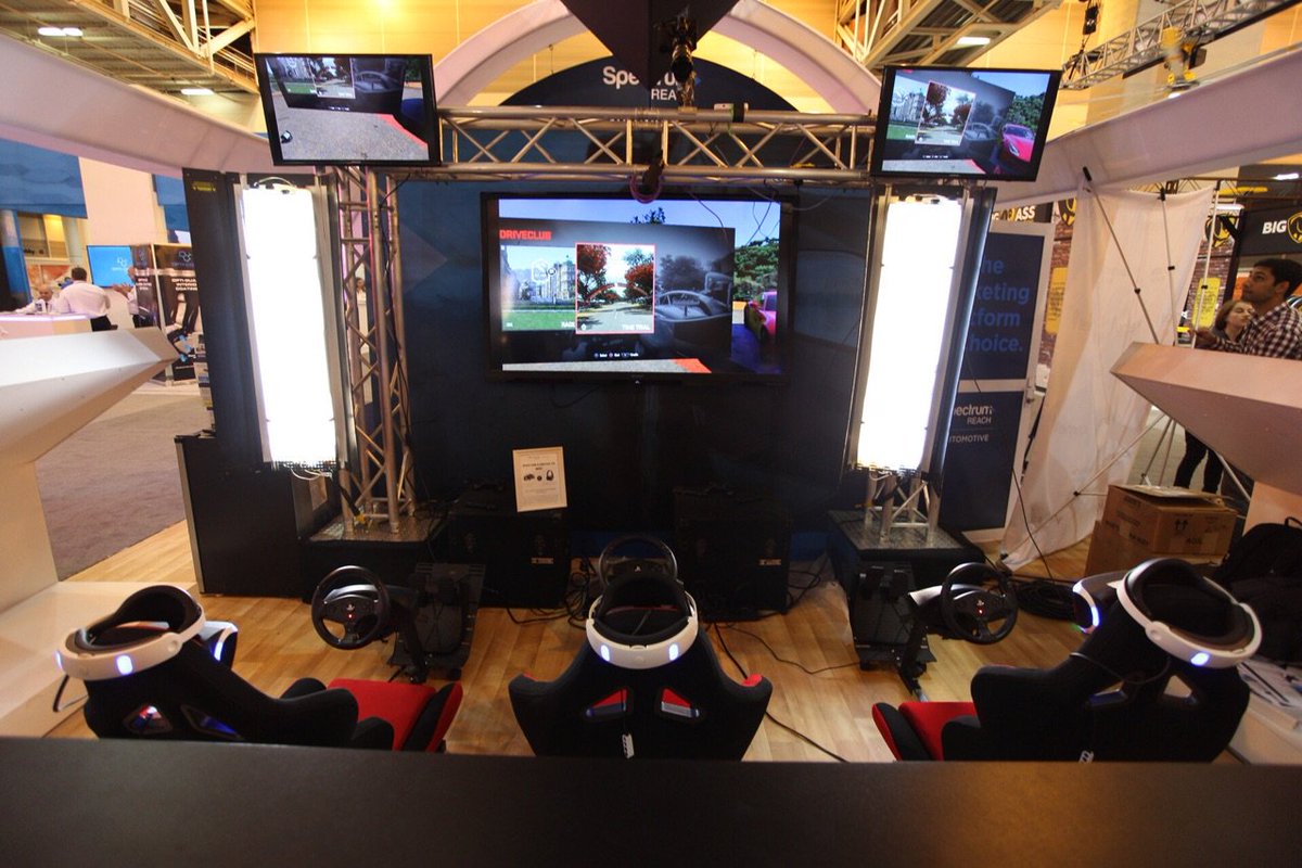 SpectrumReach's tweet photo. #SpectrumREACH #VR racing cockpits a huge hit @NADAConvention #NADA100 Booth 5215 #Spectrum100 https://t.co/wTED07N6oc