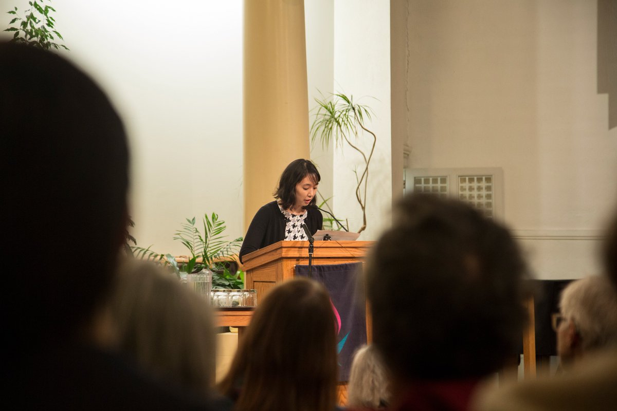 ithacawriters's tweet photo. More official pics! Helena María Viramontes, Dubian Ade &amp; Christine Kitano. photo credit: Eleanore Kohorn #writersresist #WriteOurDemocracy https://t.co/VsnW0Ty8BU