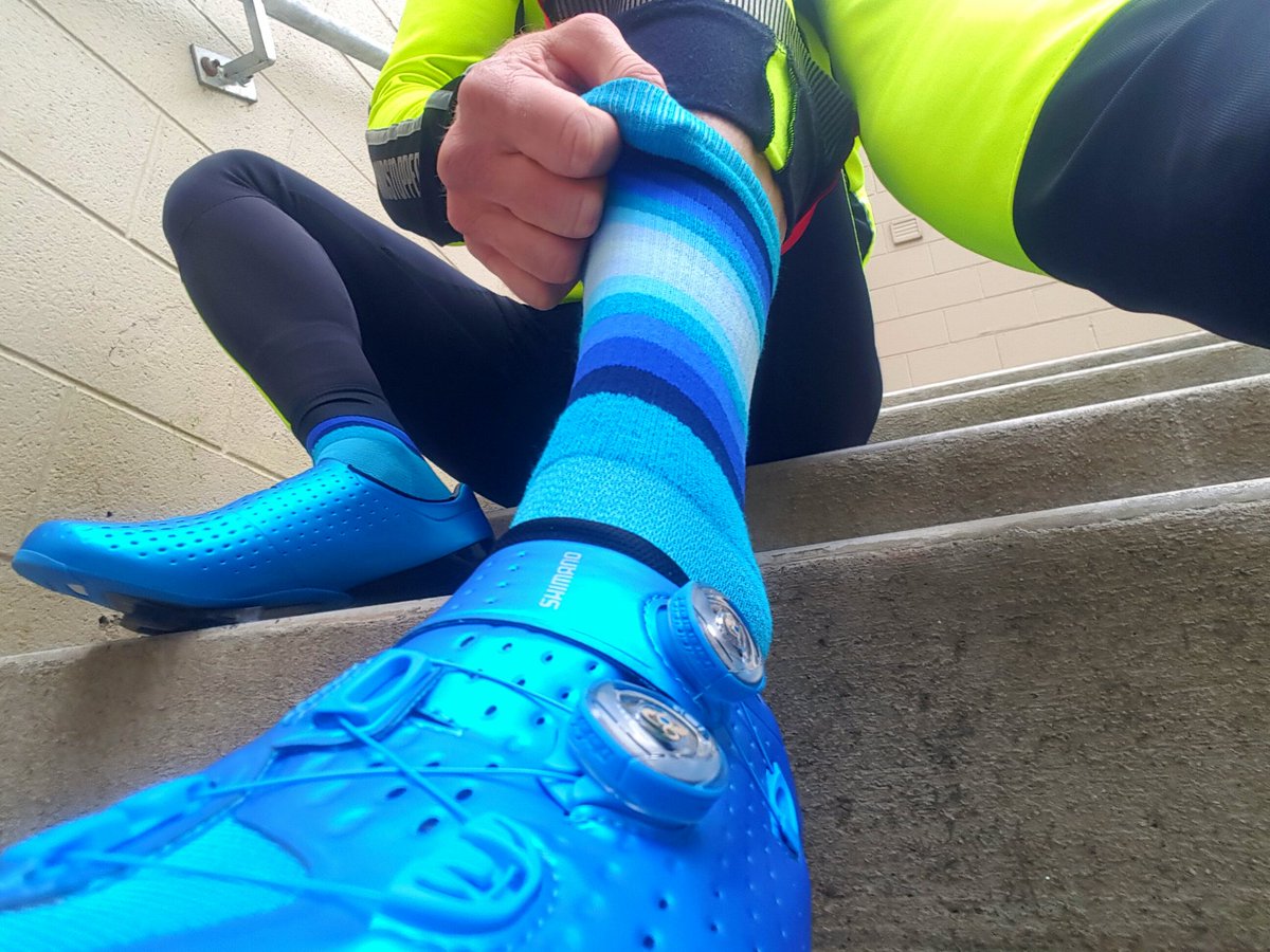 kdog970's tweet photo. Proper Winter preparation @hbstache @DeFeet @ShimanoROAD @CoopDeFeet @LibertyBicycles https://t.co/aW8PLC7MFE