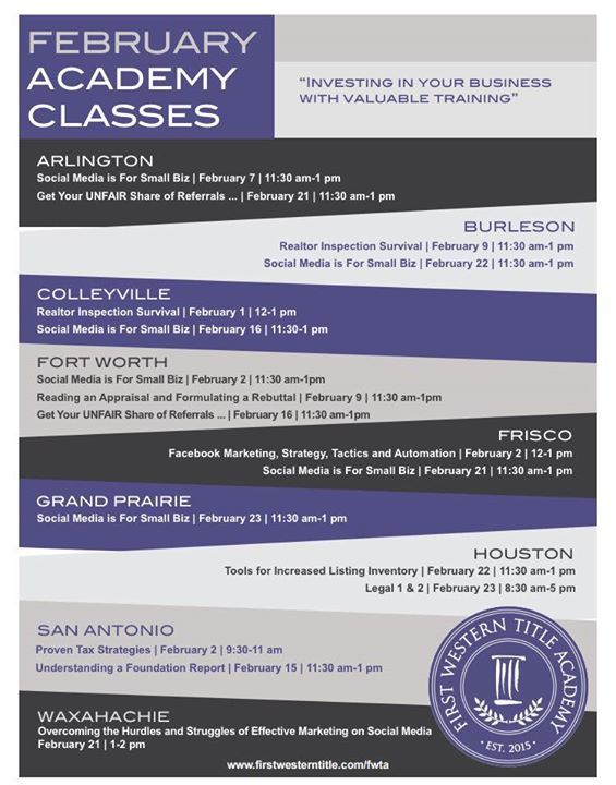 Look at all the classes we are serving up next month! #fwtinvestsinme
