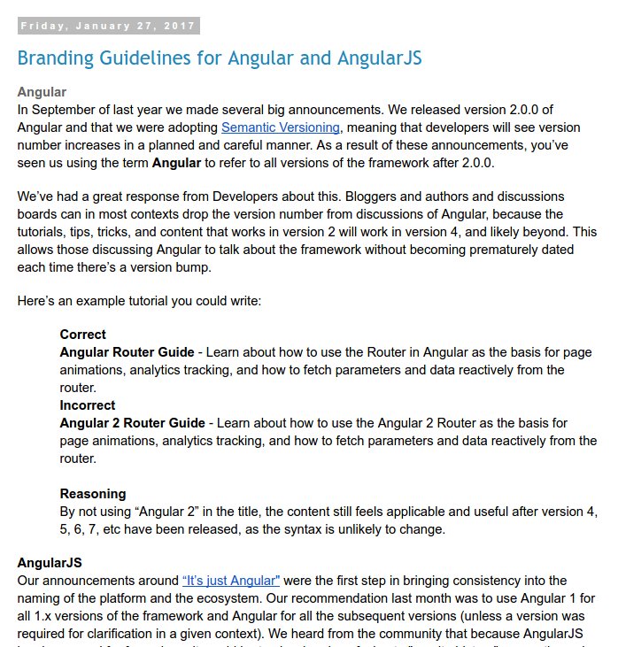 angular's tweet image. We published our #itsJustAngular brand guildelines for Angular and AngularJS angularjs.blogspot.com/2017/01/brandi…