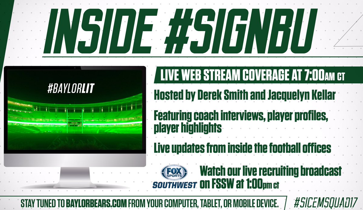 BUFootball's tweet image. Feb. 1, 2017. It's going to be #BaylorLit. 🔥🔥🔥 Watch every minute of Inside #SignBU here:

🎥 baylorbears.com/collegesportsl…

#SicEmSquad17 🐻🏈