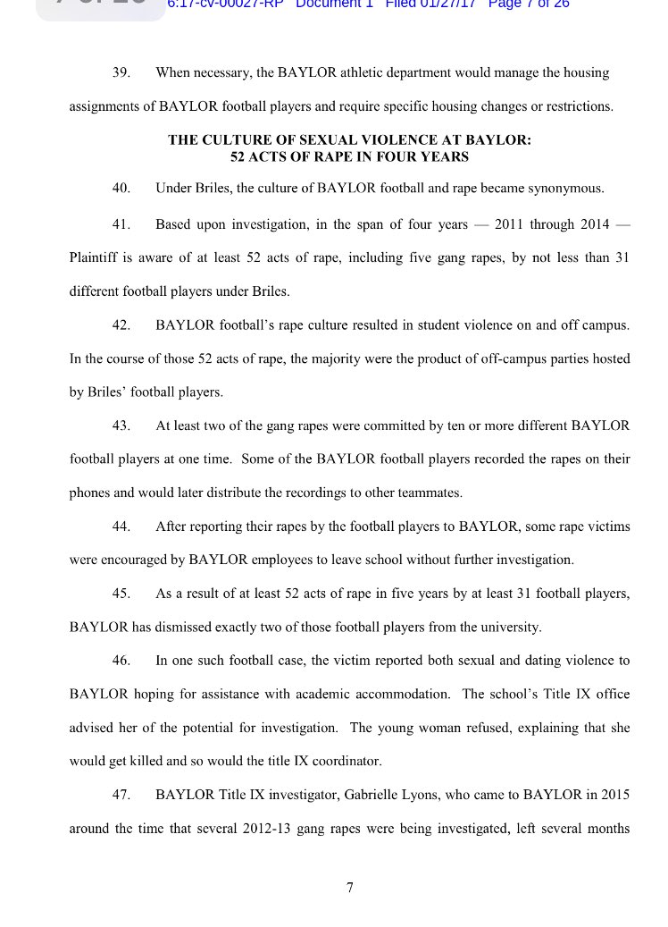 SlaterNFL's tweet image. Don't know how you can defend this program now. Sickening allegations. #ByeBaylor