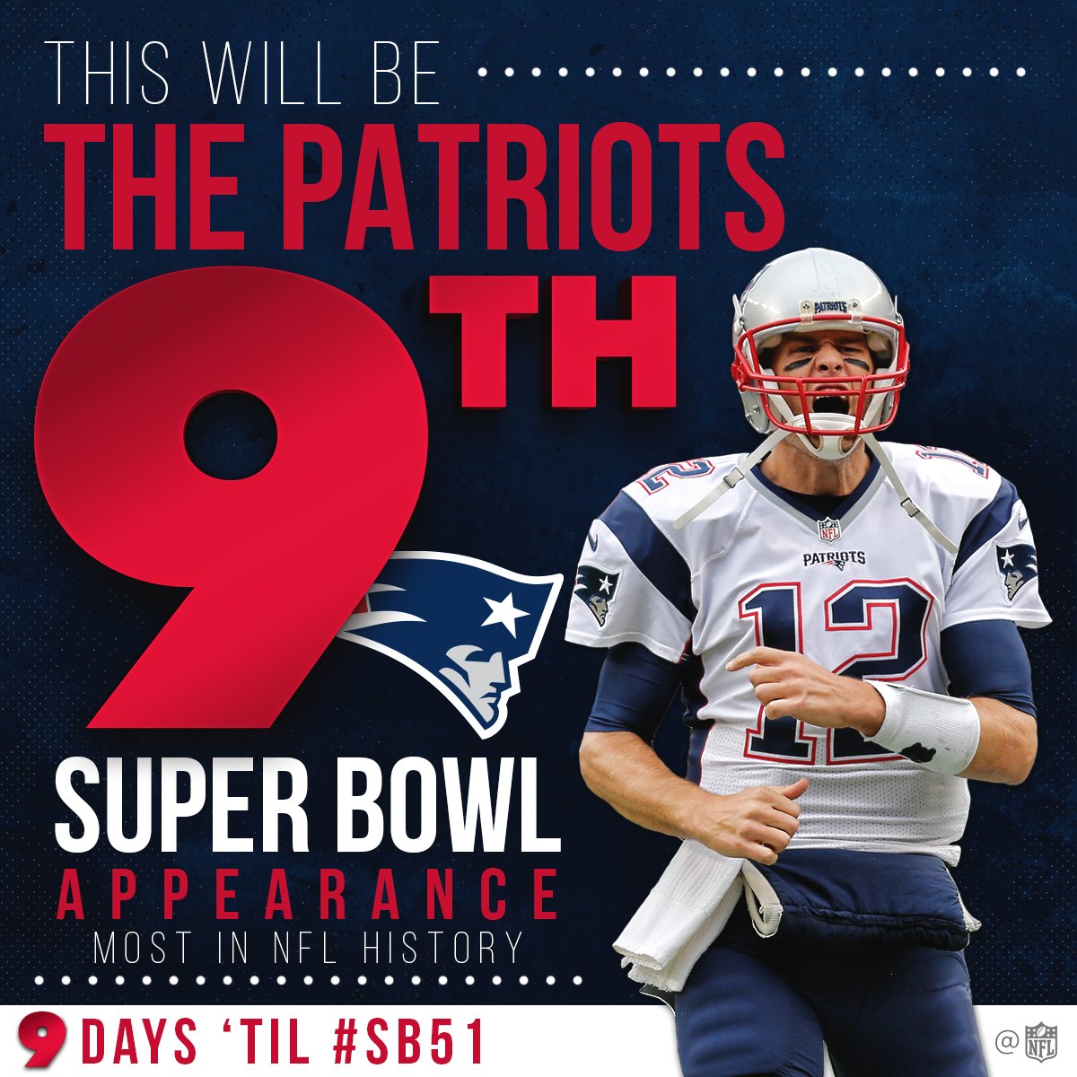 NFL's tweet image. 9 DAYS!

#SB51