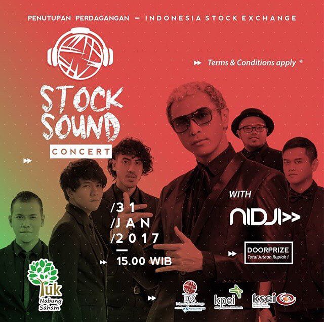 STOCK SOUND CONCERT. Penutupan perdagangan pasar modal akan dimeriahkan oleh nidji loh, mau ikut? Comment please.