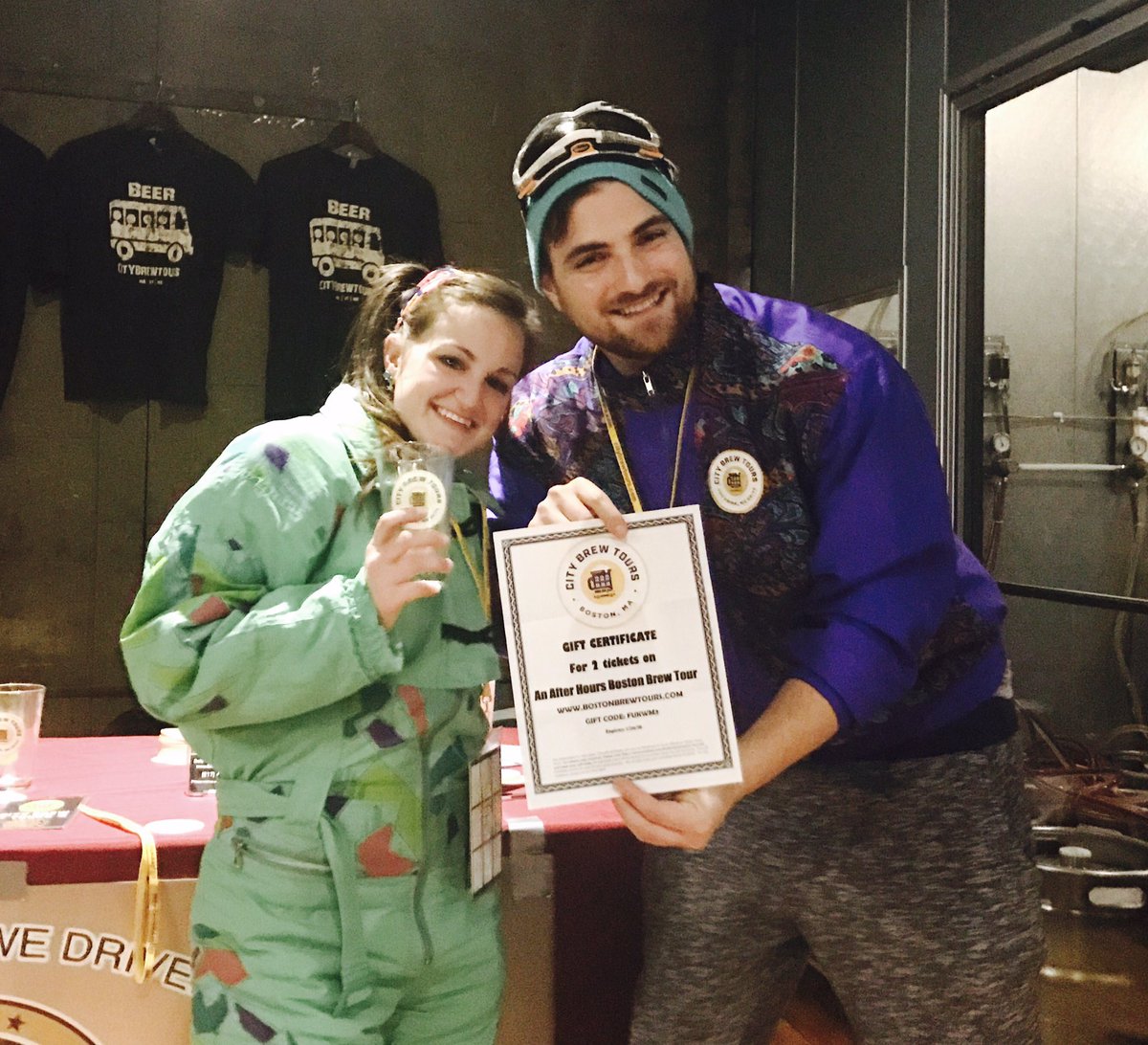 DorchesterBrew's tweet photo. Best 80's Ski Outfit has been awarded by @CityBrewTours #greatnight #lotsofneon https://t.co/myU4Q4K4ed