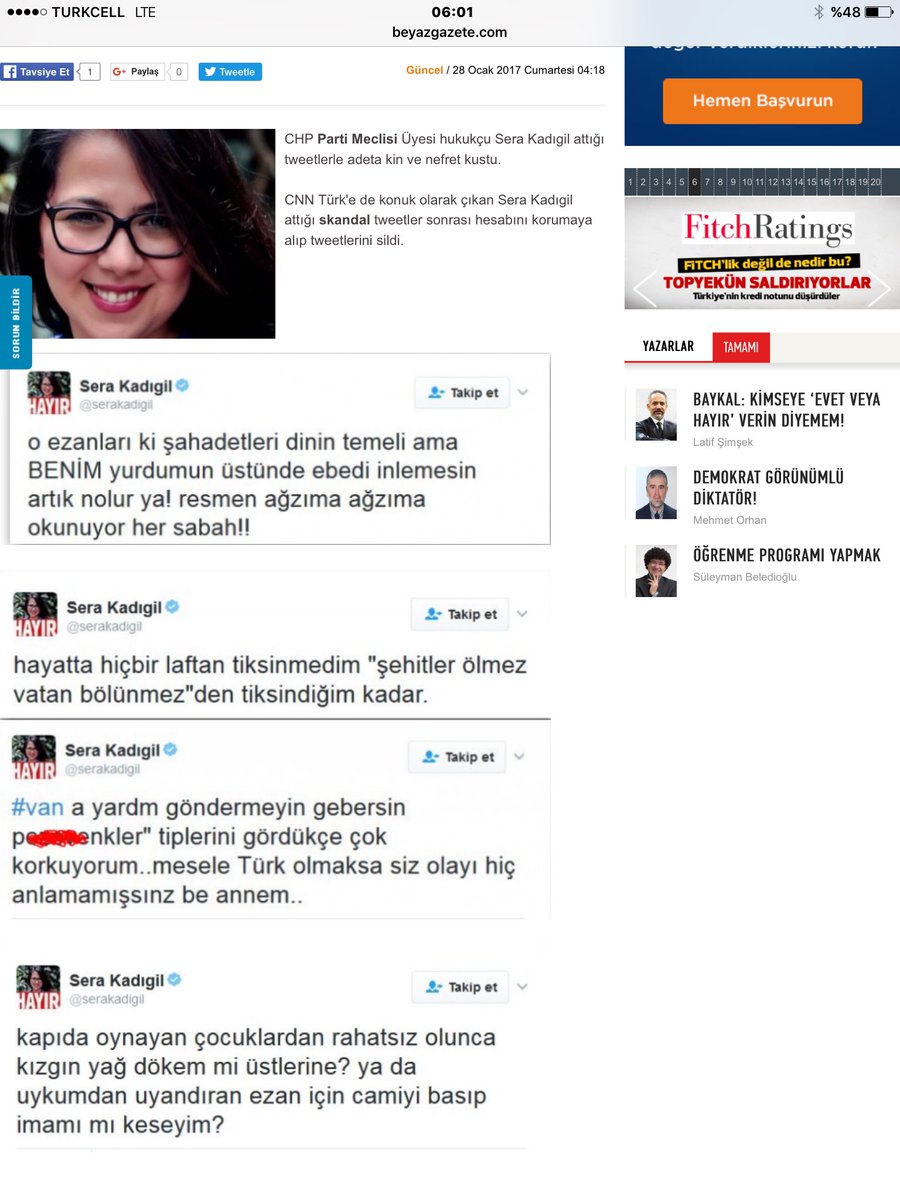 BU TWİTLER CHP PARTİ MECLİSİ ÜYESİ SERA KADIGİL'İN.⤵️
AK PARTİ,MHP VE CHPNİN SAĞDUYULU TABANI ŞİMDİ NİÇİN EVET VERMEK GEREK,ANLADINIZ MI?