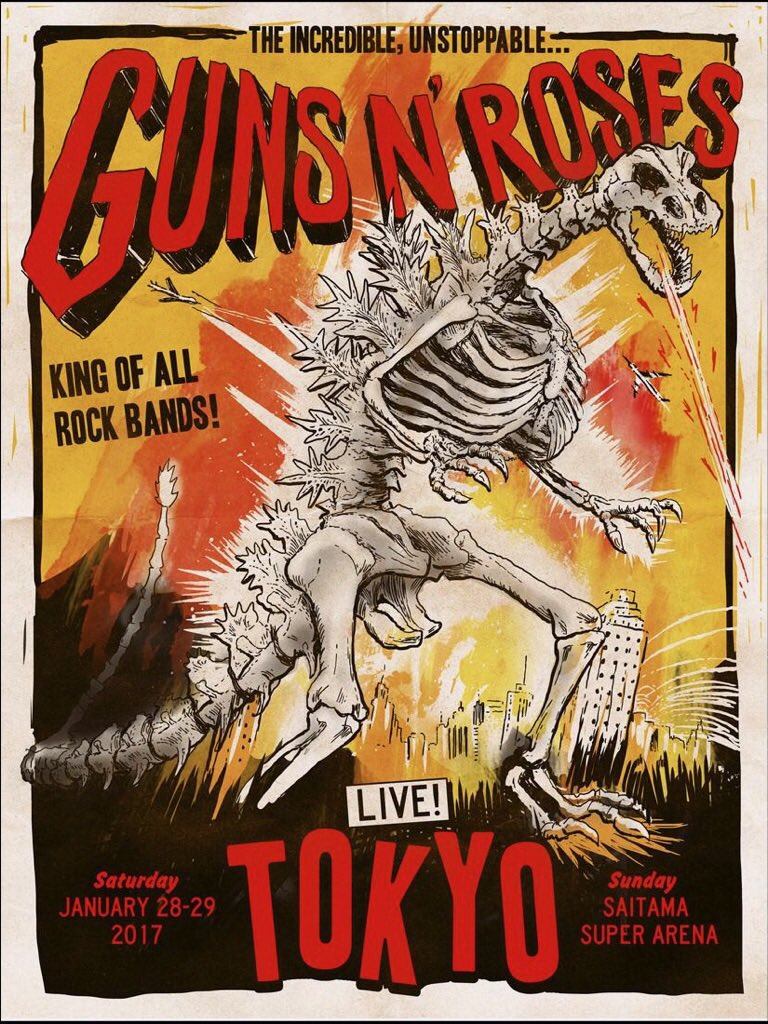 GUNS N' ROSES 2017 リトグラフ 埼玉ゴジラ GUNS N' ROSES 2017 リトグラフ 埼玉 ゴジラ