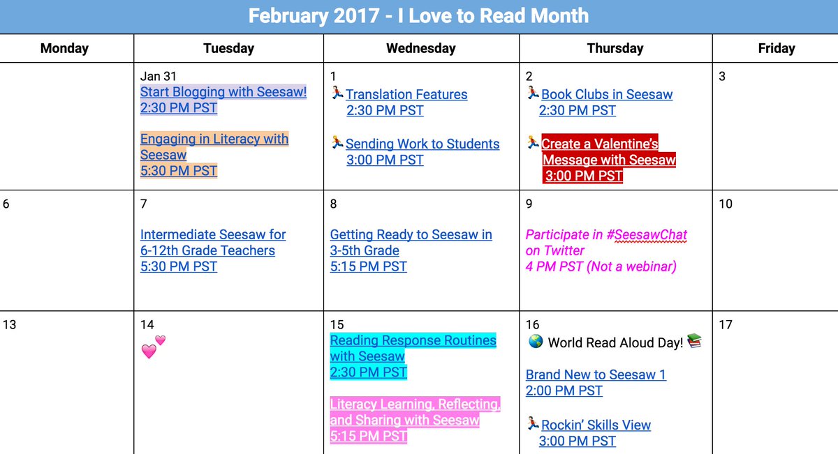Seesaw's tweet photo. Our February schedule for live webinars is here!  Join us next week #SeesawChat for PD in Your PJs! https://t.co/NdwJKzJCC8 https://t.co/MbCZtkAxAo