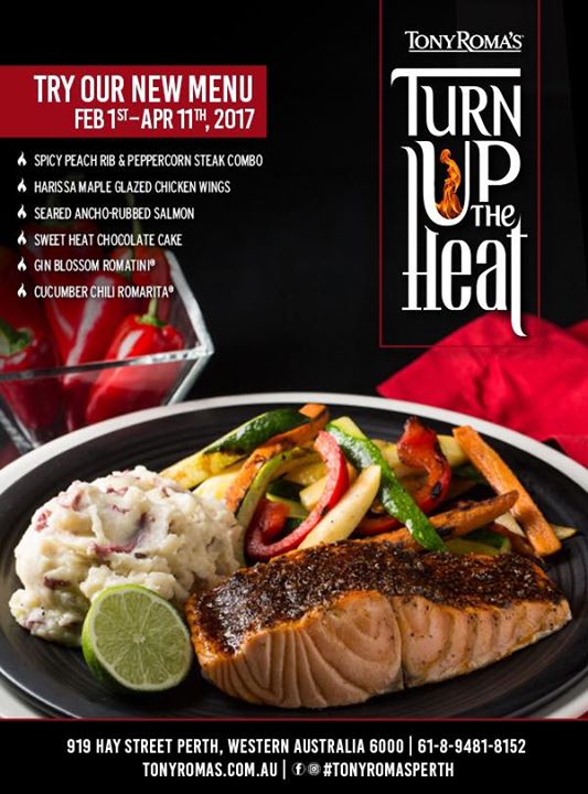 PerthRomas's tweet photo. Let's turn up the heat with our new menu.  OUCH! 
#pertheats #perthfood #perthcity #perthdining #tripadvisor #yelpperth #tonyromasperth https://t.co/NBQn47Z2ce