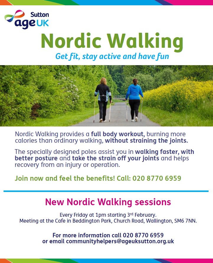 beddington_park's tweet image. Nordic Walking begins on Friday 3rd February! Contact @AgeUkSutton  now to take part! @beddingtonra @HackbridgeNet @WOICarshalton