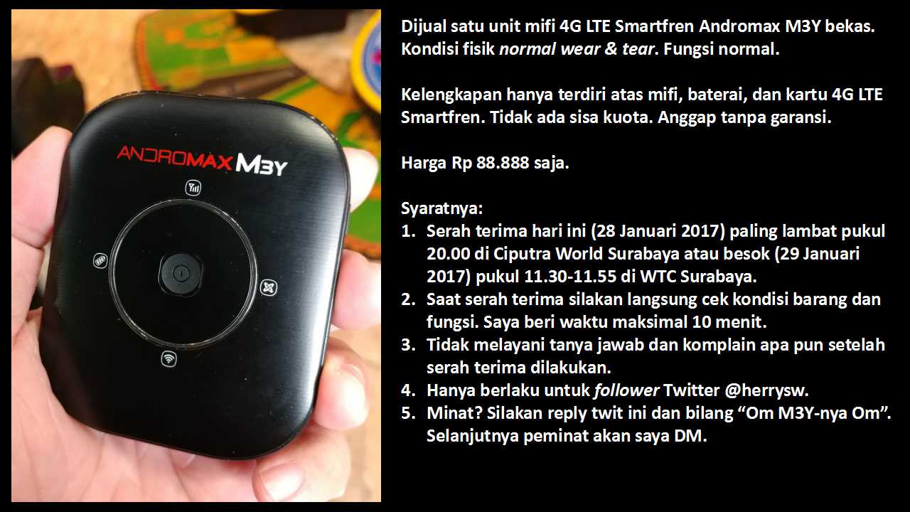 Herry Sw Sesuai Janji Dijual Mifi Andromax M3y Rp 8 Syarat Dan Ketentuan Cek Lampiran