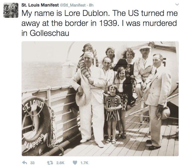 astroehlein's tweet photo. Trump marks #HolocaustRemembranceDay by banning some of the most desperate refugees from US. Remember @Stl_Manifest https://t.co/vl5yVyq6cw https://t.co/OeFLUPTVjx