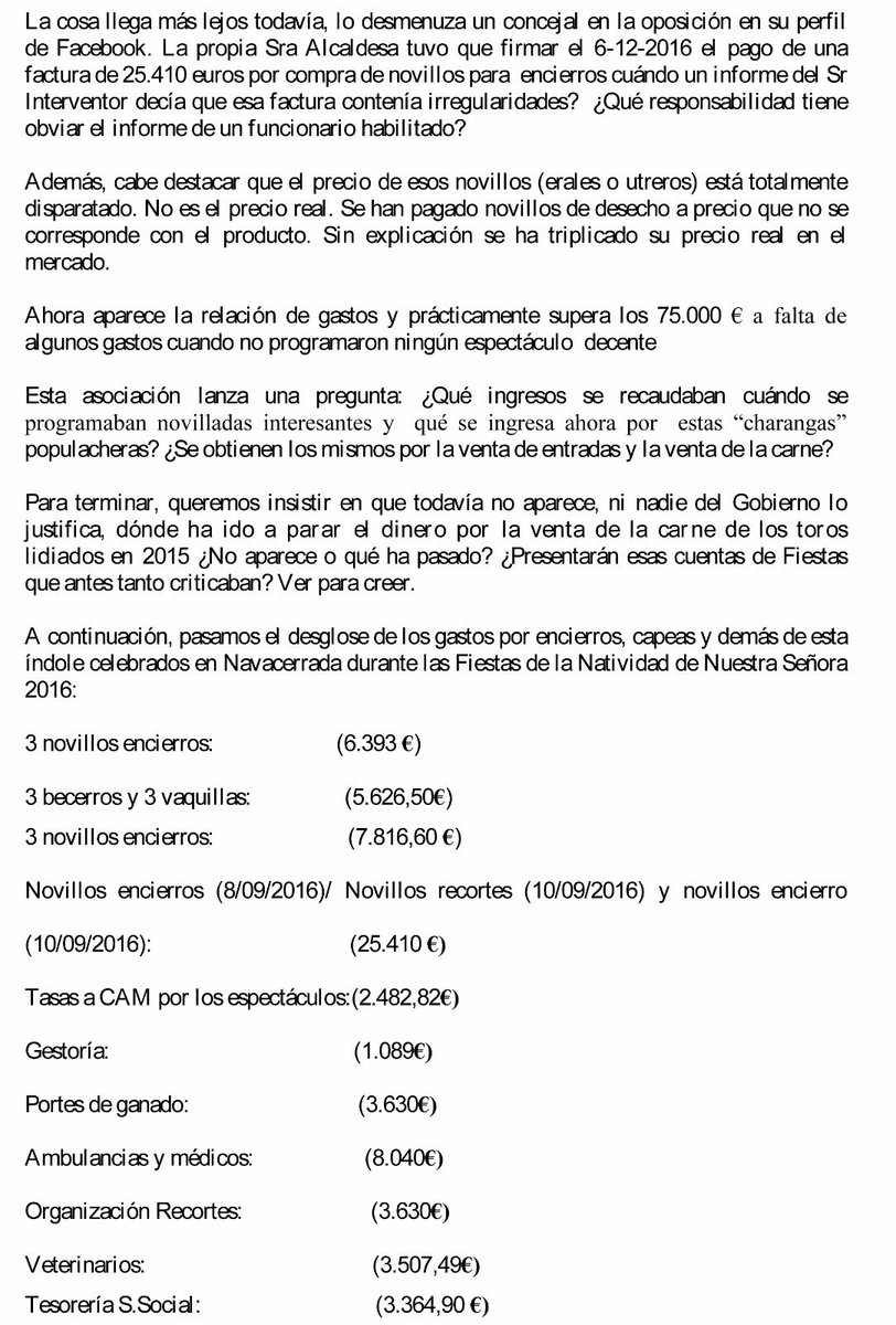 FTNavacerrada's tweet image. Facturas irregulares y a precio tres veces mayor que el mercado, así son las cuentas de los encierros y Capeas 2016 en #Navacerrada